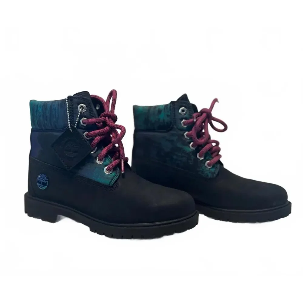 Timberland Women’s Lace-Up Boots Black with Teal Accent - Picture 1 of 4